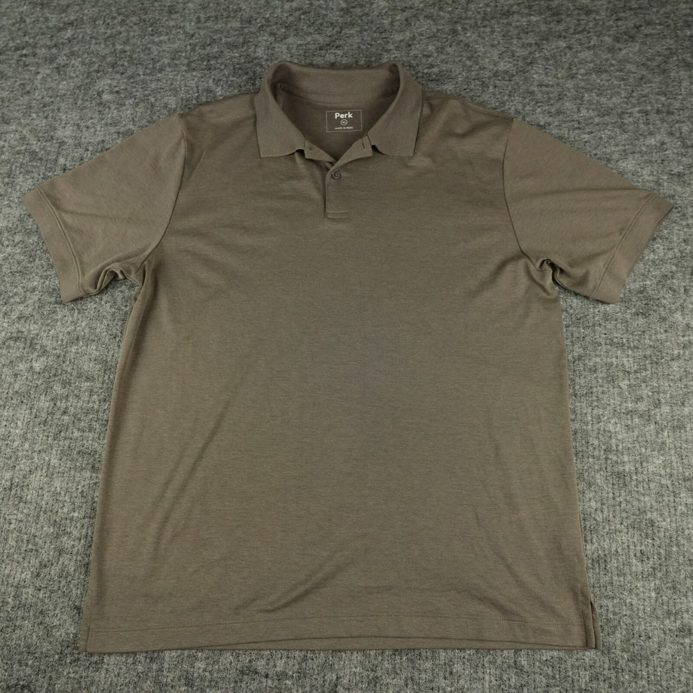 Perk Shirt Mens Extra Large Brown Feel Good Polo Short Sleeve XL